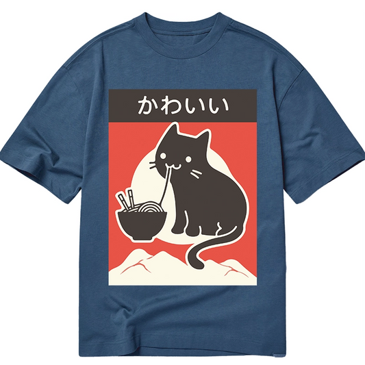 Tokyo-Tiger "Kawaii" Vintage Style Japenese Ramen Cat Classic T-Shirt